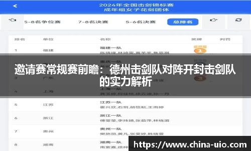 邀请赛常规赛前瞻：德州击剑队对阵开封击剑队的实力解析